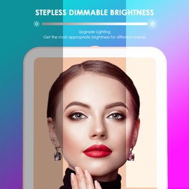 Auxmir Travel Makeup Mirror with Light, Portable Folding Travel Mirror, LED Dimmable 3 Colors Lighted Travel Makeup Mirror, Rechargeable Compact Vanity Mirror, Freely Adjust Height and Angle, Pink