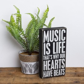 Primitives By Kathy Music is Life That's Why Our Hearts Have Beats Box Sign