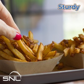 SNL - 3lb - 250 Pack of Eco-Friendly Kraft Paper Disposable Food Trays, Recyclable, Durable, Made in USA, Great for Nachos, Fries, Hot Corn Dogs, Ice Cream and More.