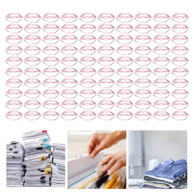 100pcs Paper Clips Portable Purple Lip Shape Rustproof Electroplated Metal