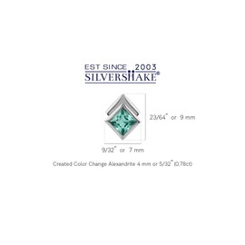 Silvershake 4MM Created Color Change Alexandrite White Gold Plated 925 Sterling Silver Minimalist Square Geometric Stud Post Earrings June Gemstone Birthstone Jewelry for Women, Sterling Silver