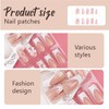 24 Piezas Uñas Postizas Francesa Corto, Rosa y Blanco Puntas
