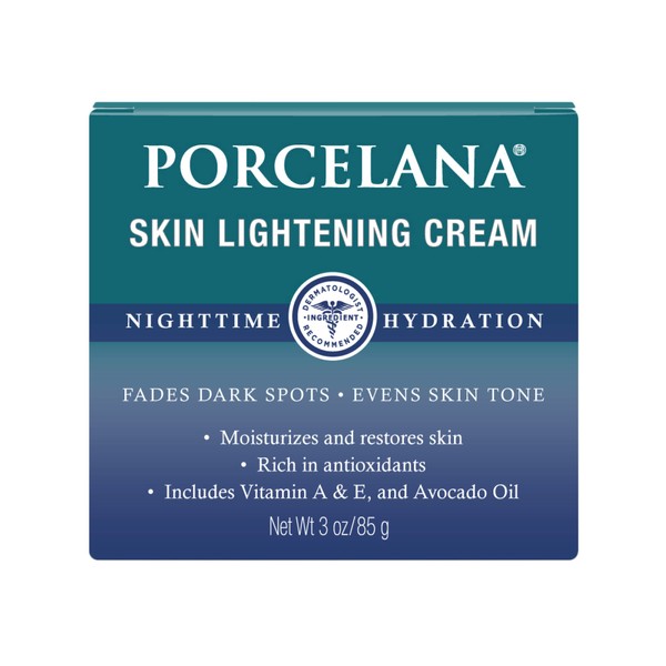 Porcelana Nighttime Cream - Fades Dark Spots, Acne Scarring, Melasma & Other Discoloration - Evens Facial Tone - Extreme Moisturizer with Vitamins & Antioxidants (3 oz, Pack of 1)