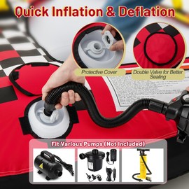 GYMAX Towable Tube for Boating, 2 Riders Inflatable Boat Tube with Drainage, Tow Point System & Multiple Riding Positions, Heavy Duty 340 lbs for Lake River Sea