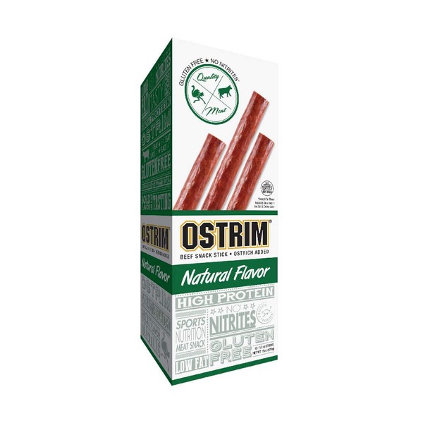Ostrim Beef and Ostrich Snack - Natural Flavour,10 Count - 1.5 Ounce Sticks