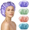 SMILCO 4 Pack Shower Caps, Double Waterproof Layers Reusable Bath