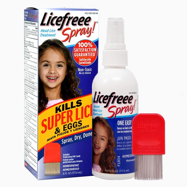 Licefreee Spray! Tec Labs, Head Lice Treatment for Kids and Adults, Includes Lice Comb, 6 Fl Oz