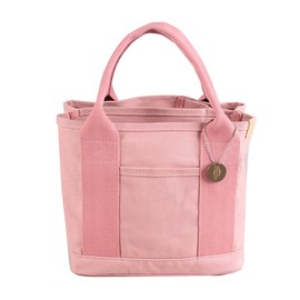 Lunch Tote Bag Canvas Solid Color Large Capacity Portable Lunch Cooler Bag for Sport Working Pink