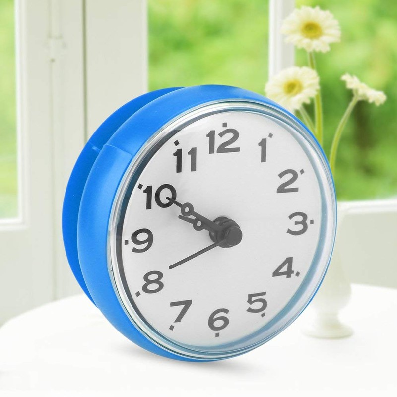 Suction Cup Waterproof Round Mini Wall Clock Decoration For Bathroom