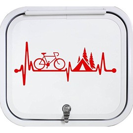 Bluegrass Decals L1072 Bicycle Tent Camping Heartbeat Lifeline Decal Sticker (Red)