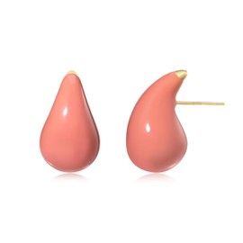 POSUR Teardrop 14K Gold Plated 925 Sterling Silver Post Hoop Earrings for Women | Enamel Colored Waterdrop Dupes Trendy Earrings | Lightweight Hypoallergenic, Small, Yellow Gold, No Gemstone