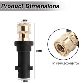 Eyech Pressure Washer Gun Adapter with 1/4" Quick Connect Fitting, Brass Pressure Washer Foam Cannon Adapter, Pressure Washer Accessories for K Series K2-K7