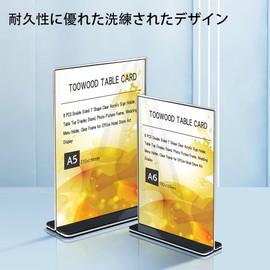 Toowood Menu Sign Holder, Double-Sided T-shaped Transparent Acrylic Place Card Holder, Menu Display for Office, Business, Restaurant etc. (8, A6)