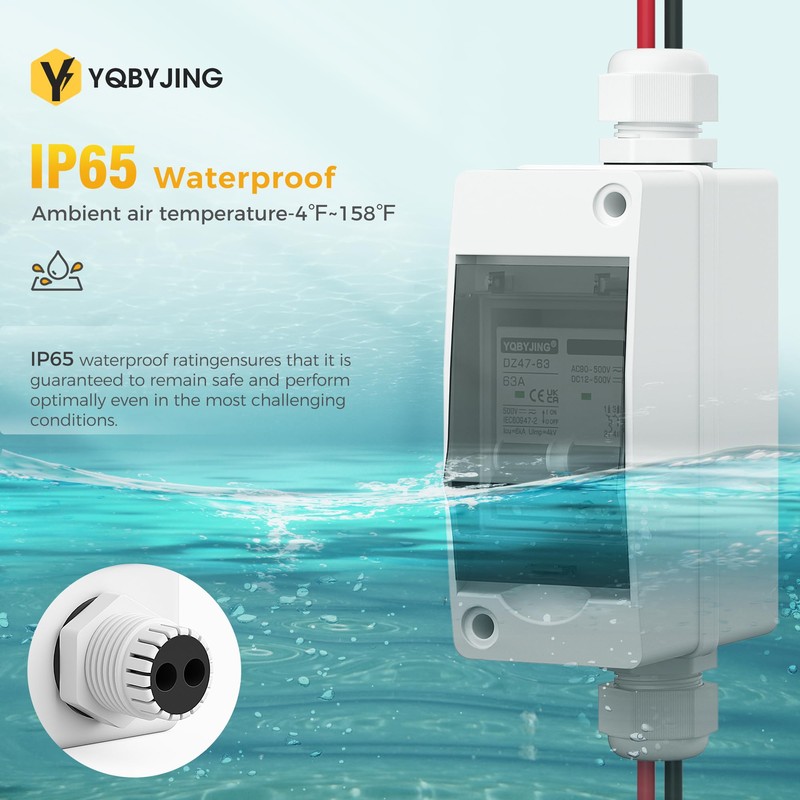 YQBYJING Solar Panel Disconnect Switch 63 Amp DC AC Miniature
