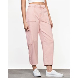 GRAPENT Pants for Women Trendy Summer Casual Denim Jeans for Women Cropped Jeans Barrel Leg Jeans Women Stretchy Barrel Jeans for Women Women Pants Color Candy Pink Large Size 12 to 14