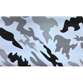 MJVINYL Camo Matte Finish Camouflage Vinyl Film Wrap Decal Air Bubble Free Black White Baby Gray Gray+ Free Tool Kit (12" x 60" / 1FT x 5FT)