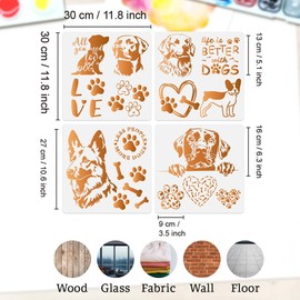 15 Muster Hunde Bastelschablonen 30 x 30cm Wiederverwendbare Welpenpfoten Schablonen Aus Kunststoff Bemalen von Holz Wänden Böden Stoffen DIY Heimdekor Bastelschablone Für Hundeliebhaber