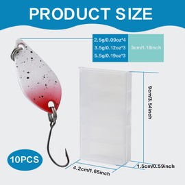 Trout Bait Set of 10 - Spoons Trout in 3 Weights (2.5 g/3.5 g/5.5 g), Colourful Bait with Attracting Effect for Trout Fishing in River, Stream & Lake