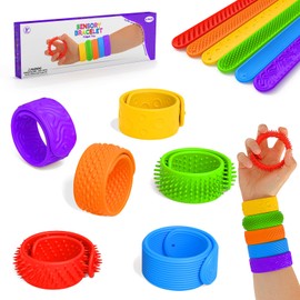 Fidget Toys Slap Bracelets for Kids Adults: 6 Pack Textured Silicone Sensory Bracelet for Autism Calming Down, Quiet Fidget Stress Toys, Anxiety Relief Items Classroom Must Haves Prizes Gift