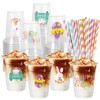 FYSUIMU 60Pcs Easter Plastic Cups with Lids and Straws Colorful