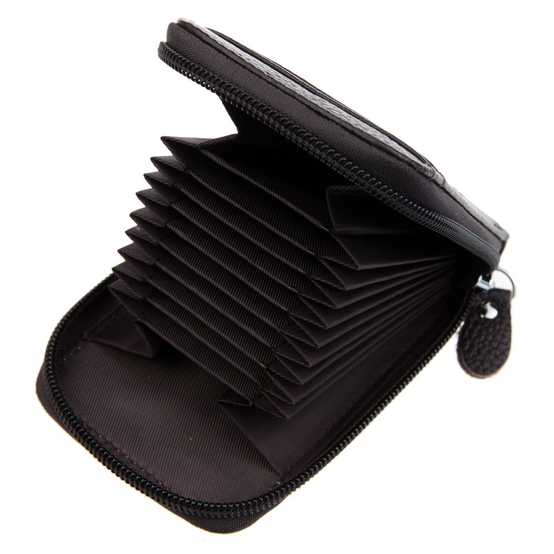 DEEZOMO RFID Blocking Genuine Leather Mini Credit Card Case Organizer