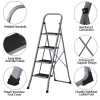 SEGAWE 4 Step Ladder Folding Step Stool Sturdy Steel Ladder