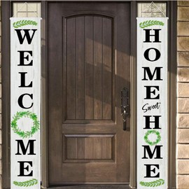 LOONELO Welcome Home Porch Banner Decorations with 70.8"X11.8"，Welcome Home Spring Summer Leaves Door Sign for Graduation Retirement Military Army Homecoming Decorations