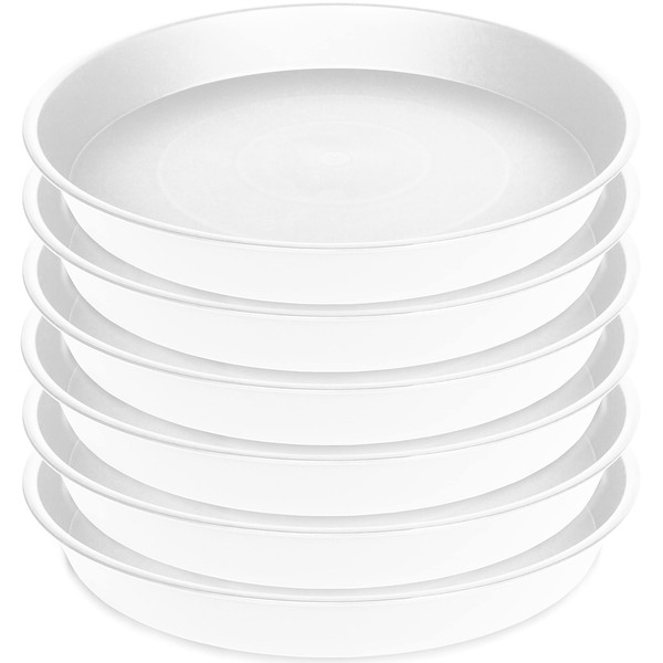 Bleuhome 6 Pack Plastic White Plant Saucers for Potted Plants,