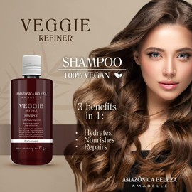 Champú refinador vegano AMAZONICA BELEZA, nutre, hidrata y repara, libre de sulfatos, parabenos y crueldad animal, con ingredientes naturales para todo tipo de cabello, 10 oz