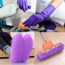 CHUANGOU 3 Pairs of Floor Mop Slippers Microfibre Dust Cleaning Shoes for House Cleaning, 3 Colours