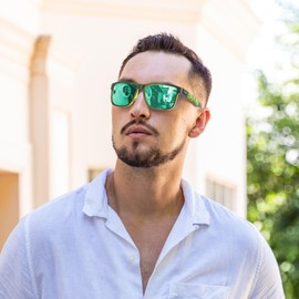 Farrobor Sunglasses Men's Polarised Square Sun Glasses Women's Retro UV400 Protection for Driving Sunglasses Men Women Designer, Green