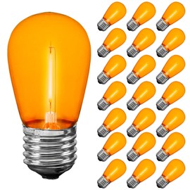 Novelty Lights Outdoor String Light Replacement Bulbs, 5 Pack S14 LED Edison Shatterproof Plastic, E26 Base, 30,000-Hour Lifespan, Orange