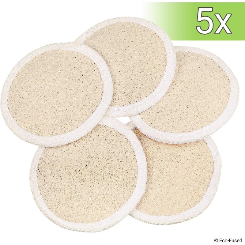 Esponjas Exfoliantes Naturales Loofah Pads Pack de 5 para Cuidado