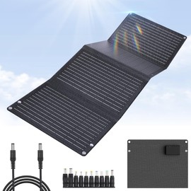 40 Watt Portable Solar Panels for Portable Power Station, 24% High Efficiency, 40W Monocrystalline Foldable 18V DC Output Solar Panel Charger with QC3.0 USB-A & Type-C for Hiking Outdoor Camping RV