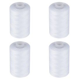 Simthread All Purpose Sewing Thread, 4 Spools Each 1000 Yards of Polyester Threads for Sewing Machine, Sewing Machine Supplies for Beginners, Hand Stitching, Quilting, Serger (4 White)