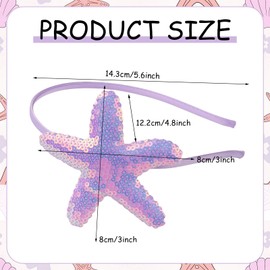 Pvoiue Mermaid Starfish Headband for Women Girls, Holography Sequins Mermaid Starfish Hair Band for Women Girls Hair Accessories Summer Birthday Wedding Party Supplies