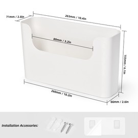 Jomola No Drilling Wall Mount File Holder - Mail Organizer with Adhesive Pad, Off-White (1 Count)