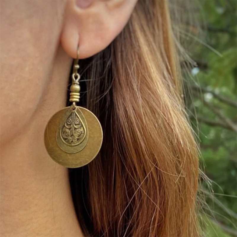 PUSOMU Bohemian Earring - Zinc Dangle Earring - Brass Set