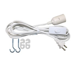 Lightingsky 457,2 cm subir o colgar E26/E27 bombilla luz a 2-dientes US AC cable de alimentación con en/interruptor de apagado