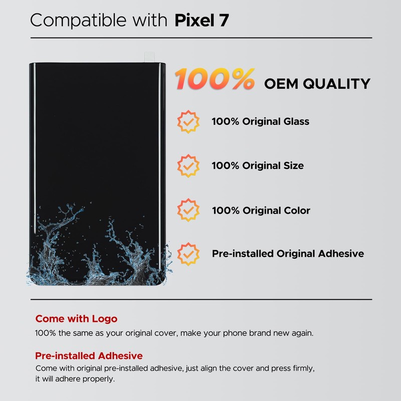 GREEN FUSION Compatible with Pixel 7 Back Glass Cover Replacement,