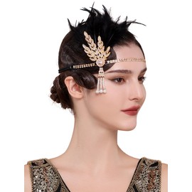 BABEYOND Flapper Headpiece for Women - 1920s Headband Flapper Feather Headpiece Gatsby Headpiece Roaring 20s Accessories