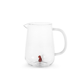 H&H, Caraffa in Vetro Borosilicato 1,4 L con Miniatura Interna a Forma di Scoiattolo – Trasparente con Manico Bianco – Lavabile in Lavastoviglie