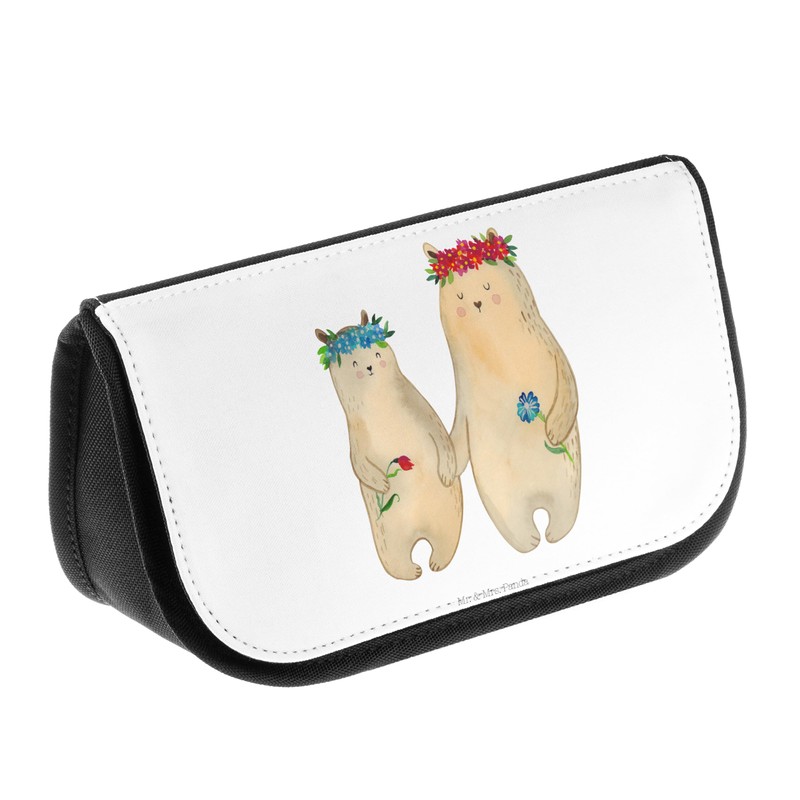 Mr. & Mrs. Panda Cosmetic Bag Bears with Flower Wreath