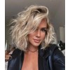 Short Ombre Highlight Blonde Wavy Bob Wigs for Women Ombre