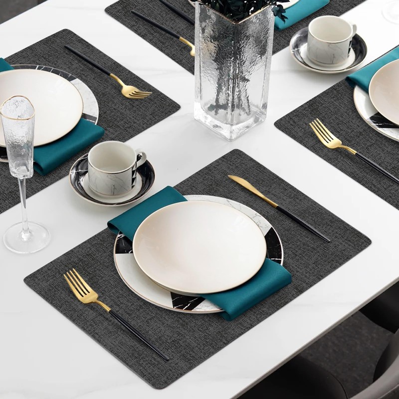 Enaskv Faux Leather Heat Resistant Placemats Set of 4 –