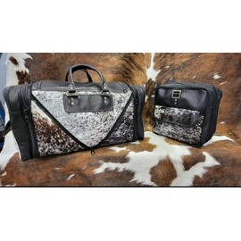 Handmade Leather Cowhide Duffel Bag - Animal Print Travel Tote for Men and Women