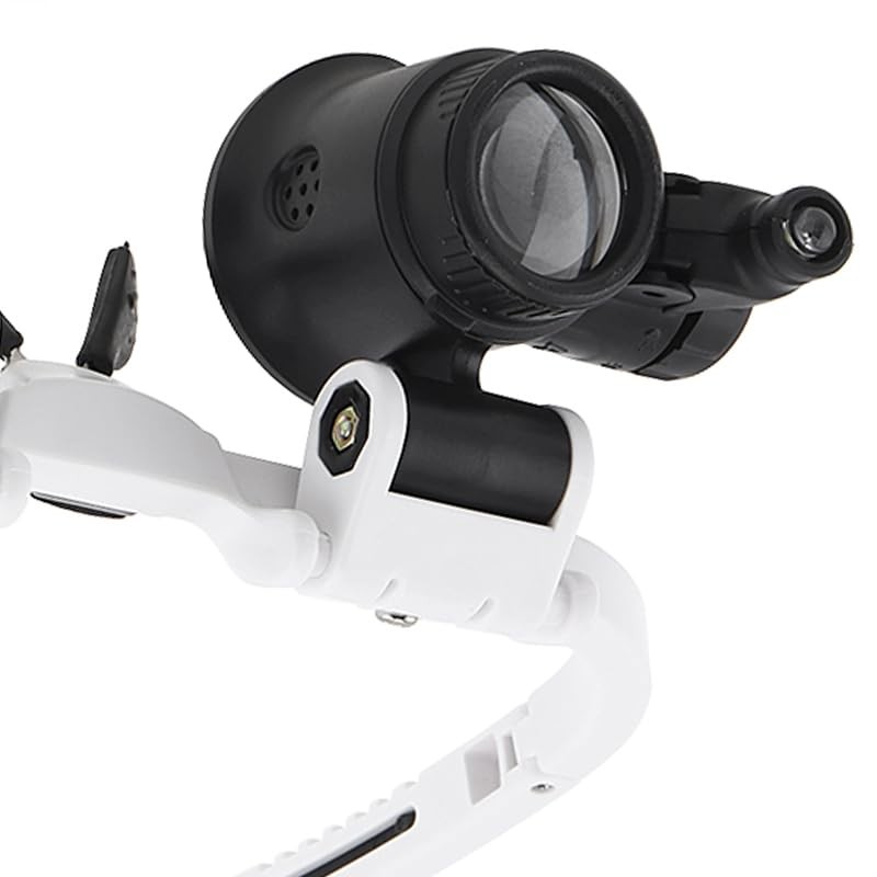 Smgda メガネルーペ LEDライト付き拡大鏡 8倍/15倍/23倍調節可 ハンズフリー 拡大鏡 宝石鑑定 機械加工 LR1130アルカリボタン電池付き