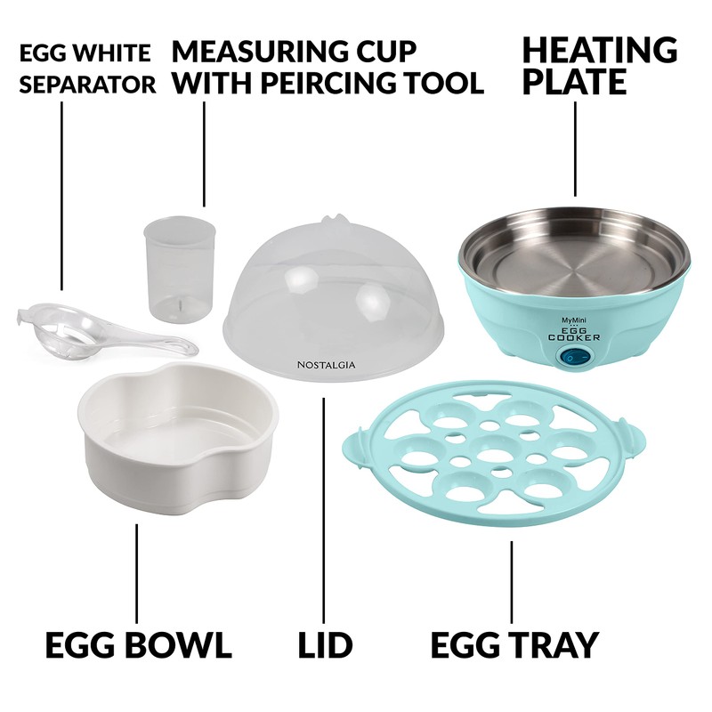 Nostalgia Retro Electric Large Hard-Boiled Egg Cooker, 7 Capacity, Poached,