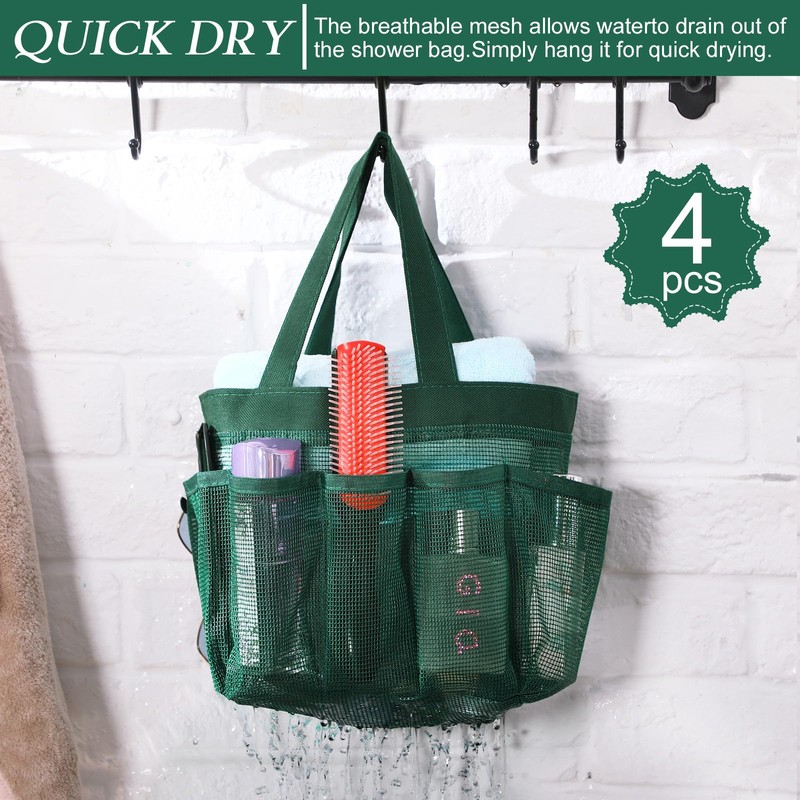 Chapou 4 Packs Mesh Large Shower Caddy Portable with 8