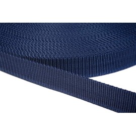 Jajasio Polypropylene Webbing Strap 25 mm Wide, 1.2 mm Thick, in 41 Colours, 27 - Dark Blue, 6 Metres